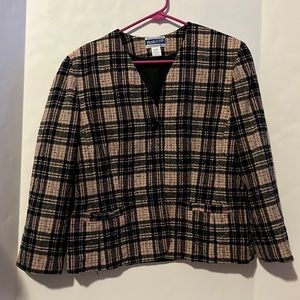 Pendleton Plaid Pink Blazer Sz Petite 14 virgin wool